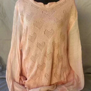 Valentines Pink Heart Pattern Womens Oversized Boutique Sweater